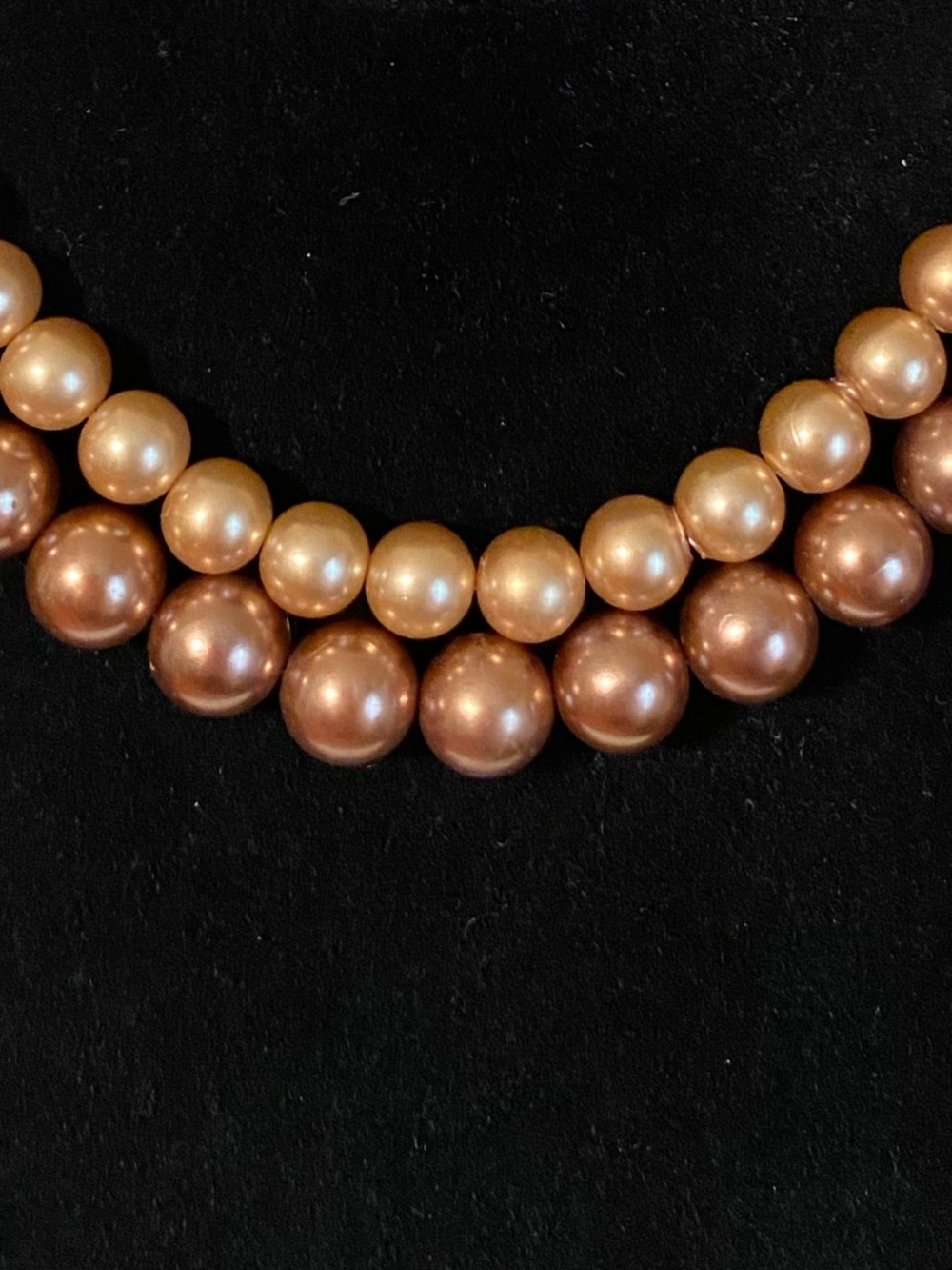 vintage double strand of brown and tan "pearls"